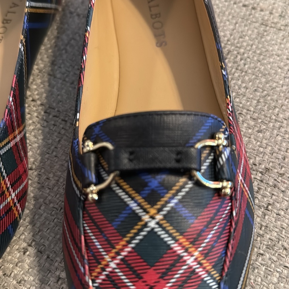 Talbots Leather Flat Pointed Toe Drivers in Plaid Size 6.5 - Picture 7 of 9